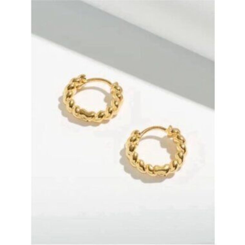 New! 18K Gold Plated Puffy Huggie Hoop Earrings (2011) NWOT